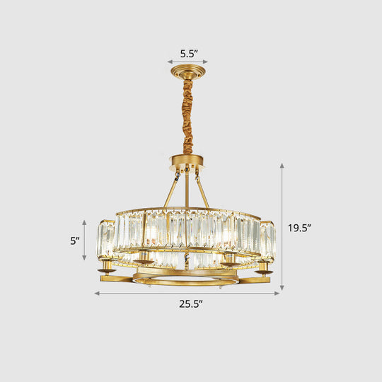 Prismatic Crystal Chandelier: Modern Suspension Lighting For Living Room 6 / Gold