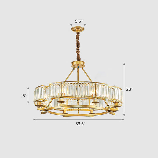 Prismatic Crystal Chandelier: Modern Suspension Lighting For Living Room 8 / Gold