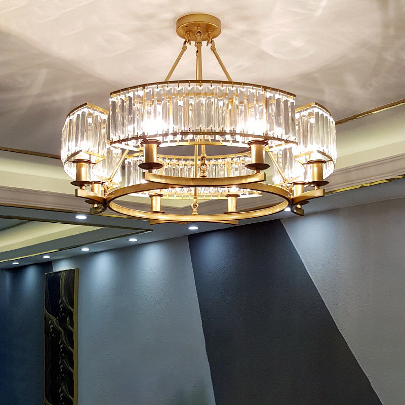 Prismatic Crystal Chandelier - Modern Suspension Lighting for Living Room