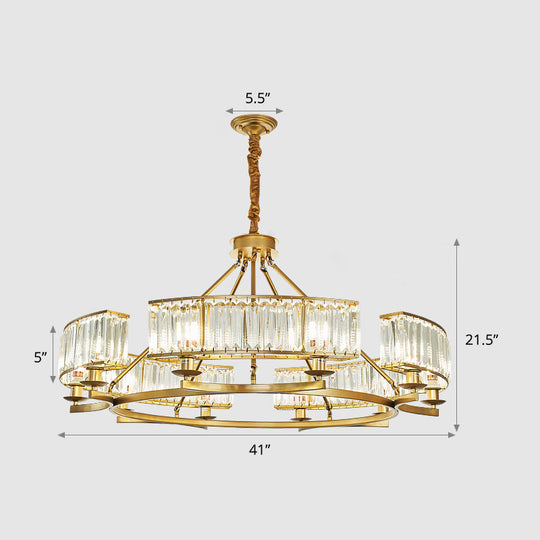 Prismatic Crystal Chandelier: Modern Suspension Lighting For Living Room 10 / Gold