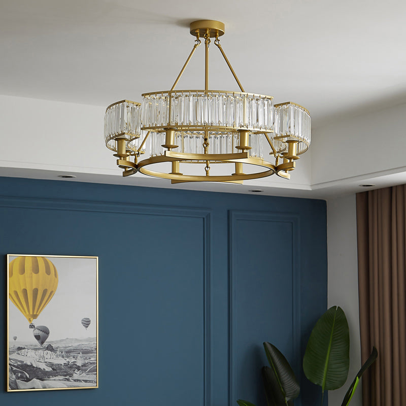 Prismatic Crystal Chandelier - Modern Suspension Lighting for Living Room