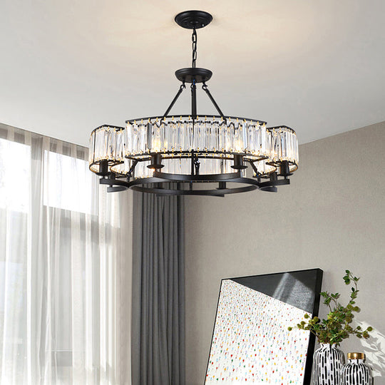 Prismatic Crystal Chandelier - Modern Suspension Lighting for Living Room