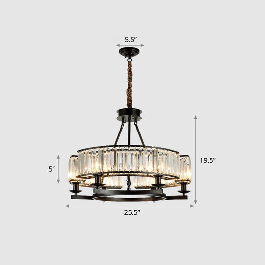 Prismatic Crystal Chandelier: Modern Suspension Lighting For Living Room 6 / Black