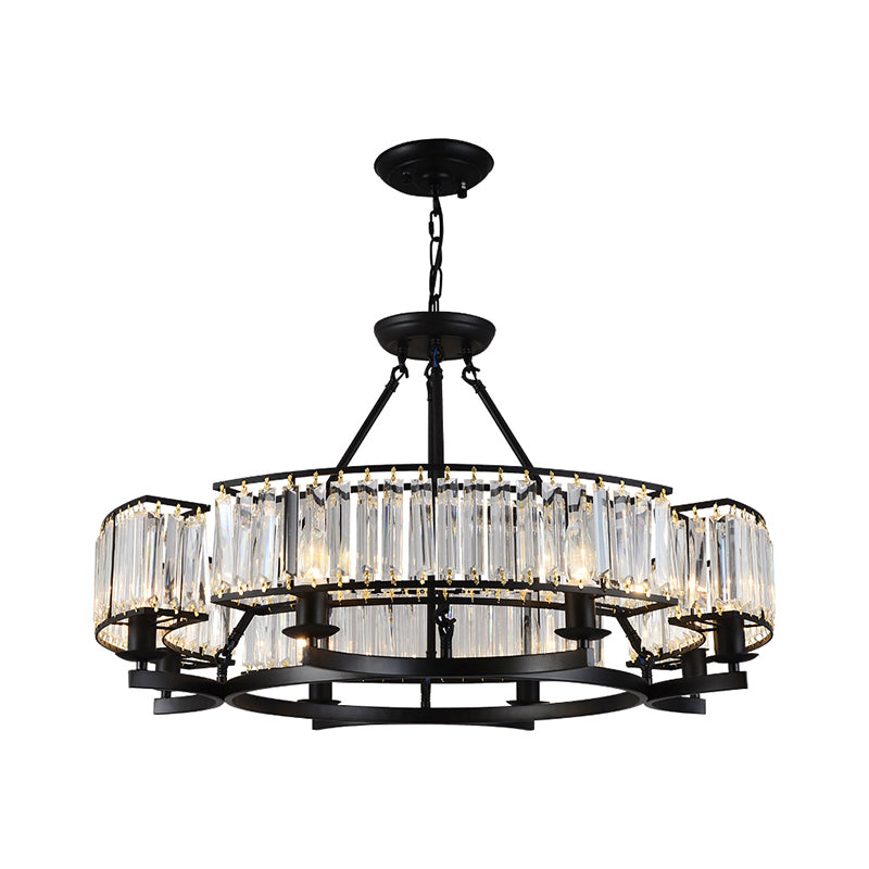 Prismatic Crystal Chandelier - Modern Suspension Lighting for Living Room