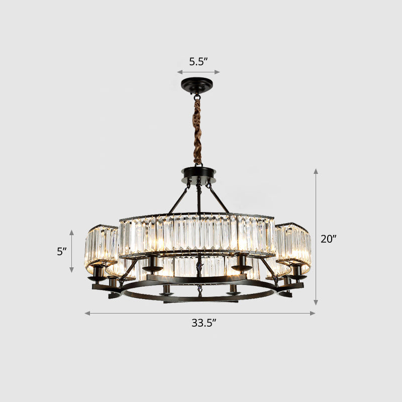 Prismatic Crystal Chandelier - Modern Suspension Lighting for Living Room