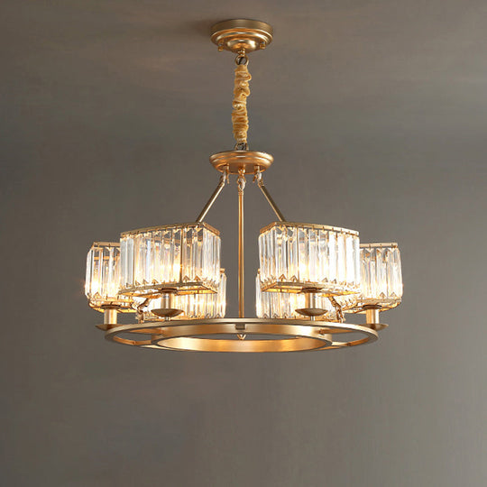 Post-Modern Crystal Prism Pendant Chandelier with Gold Finish for Living Room