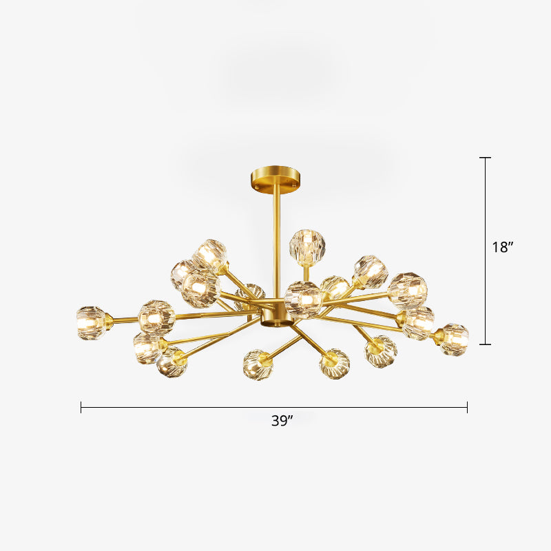 Minimalist Crystal Ball Chandelier Light - Brass Finish For Living Room 18 /