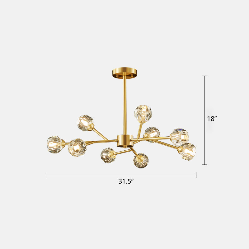 Minimalist Crystal Ball Chandelier Light - Brass Finish For Living Room 9 /