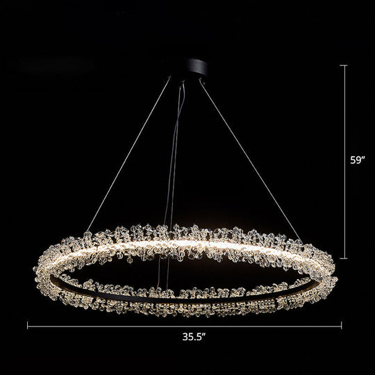 Modern Circle Chandelier With Led Suspension Light For Dining Room - Elegant Minimalistic Design