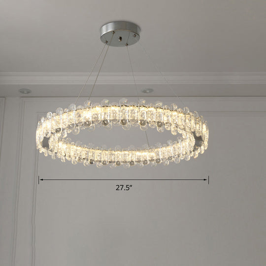 K9 Crystal Ring Led Pendant Light - Elegant Suspension Lamp With Chrome Finish