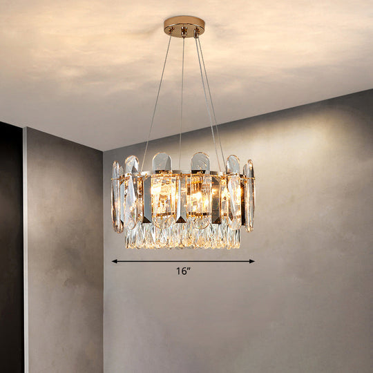 Minimalist Crystal Circle Chandelier - Clear Ceiling Suspension Lamp for Dining Room