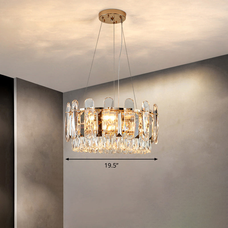 Minimalist Crystal Circle Chandelier - Clear Ceiling Suspension Lamp for Dining Room