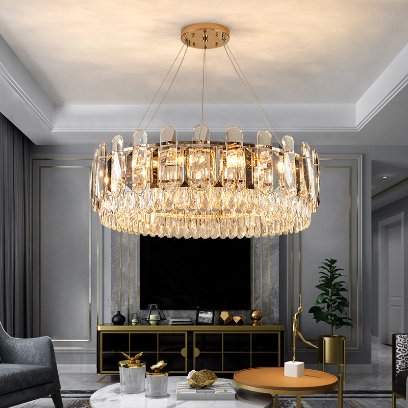 Minimalist Crystal Circle Chandelier - Clear Ceiling Suspension Lamp for Dining Room