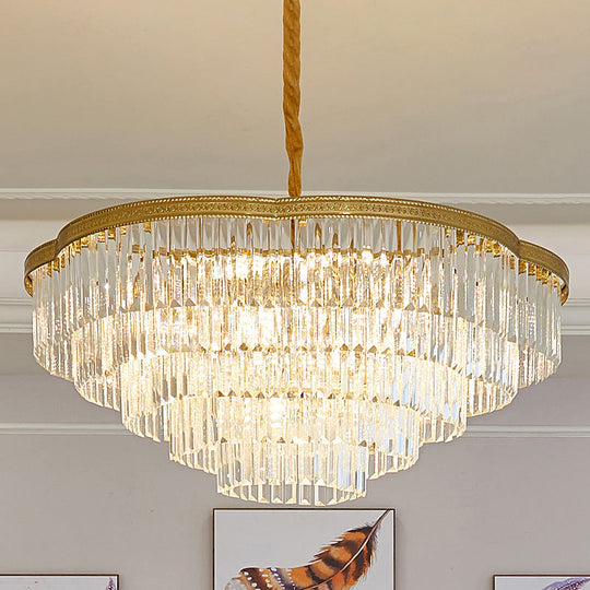 Postmodern Crystal Prism Chandelier Light - Brass Pendant Lamp For Dining Room / 37.5