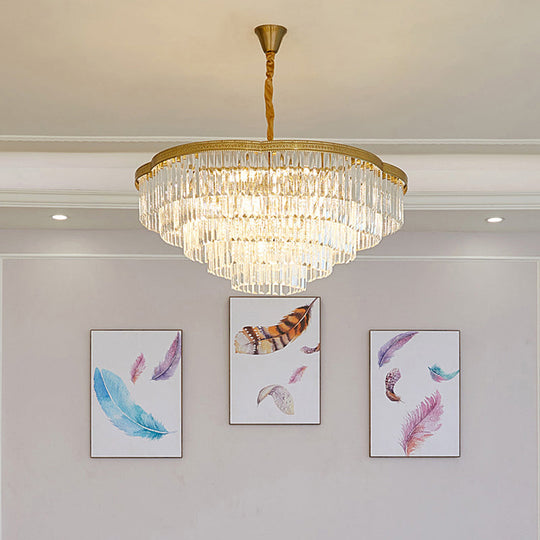 Postmodern Crystal Prism Chandelier Light - Brass Pendant Lamp For Dining Room