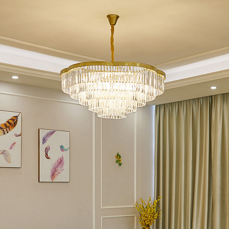 Postmodern Crystal Prism Chandelier Light - Brass Pendant Lamp For Dining Room