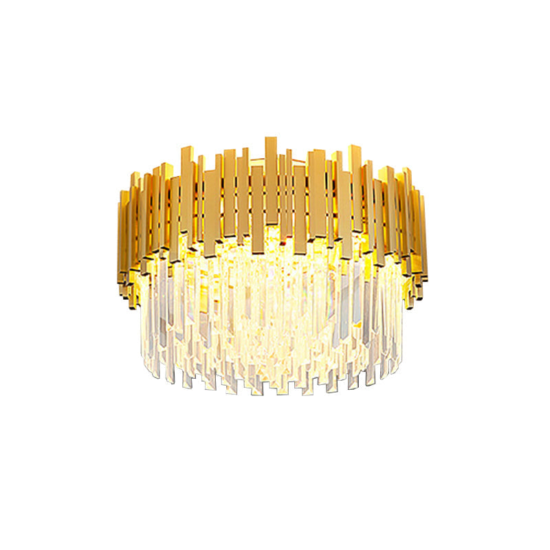 Postmodern Drum Ceiling Light: K9 Crystal Bedroom Chandelier in Gold