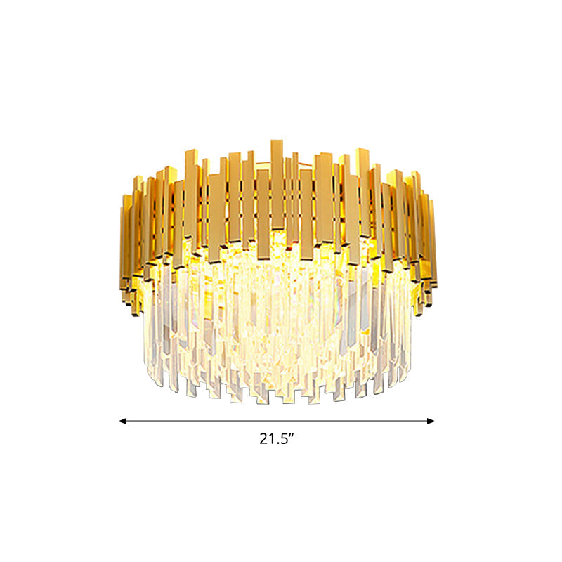 Postmodern Drum Ceiling Light: K9 Crystal Bedroom Chandelier in Gold