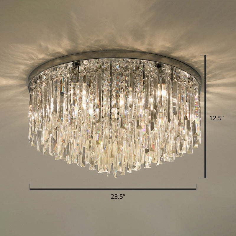 Modern Round K9 Crystal Flush Mount Ceiling Light for Bedroom