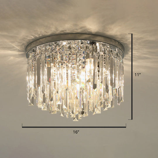 Modern Round K9 Crystal Flush Mount Ceiling Light for Bedroom