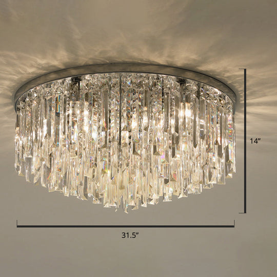 Modern Round K9 Crystal Flush Mount Ceiling Light for Bedroom