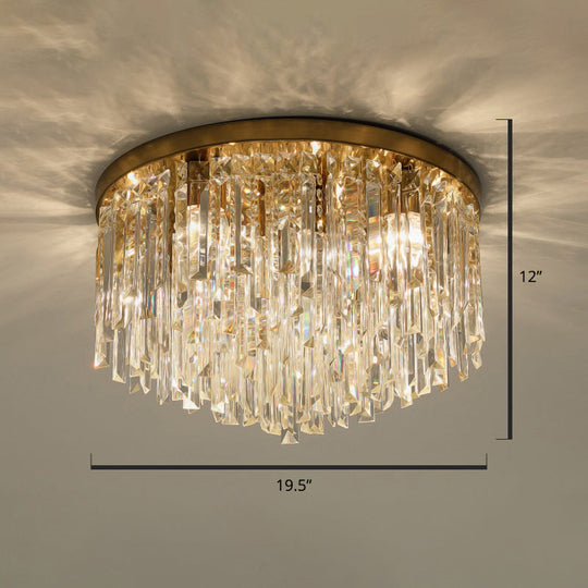 Modern Round K9 Crystal Flush Mount Ceiling Light for Bedroom