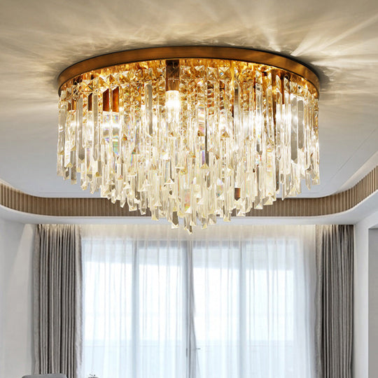 Modern Round K9 Crystal Flush Mount Ceiling Light for Bedroom