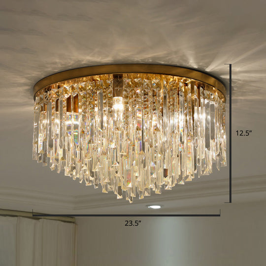 Modern Round K9 Crystal Flush Mount Ceiling Light for Bedroom