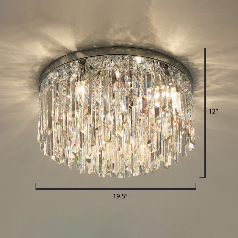 Modern Round K9 Crystal Flush Mount Ceiling Light for Bedroom