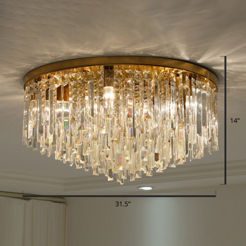 Modern Round K9 Crystal Flush Mount Ceiling Light for Bedroom