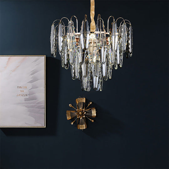 Contemporary Willow Chandelier: Clear Crystal Pendant Light With Multi Lights For Bedroom Ceiling