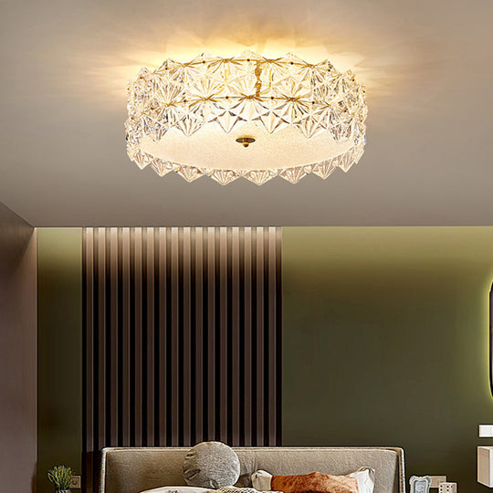 Minimalistic Hexagonal Glass Flush Mount Ceiling Light for Living Room