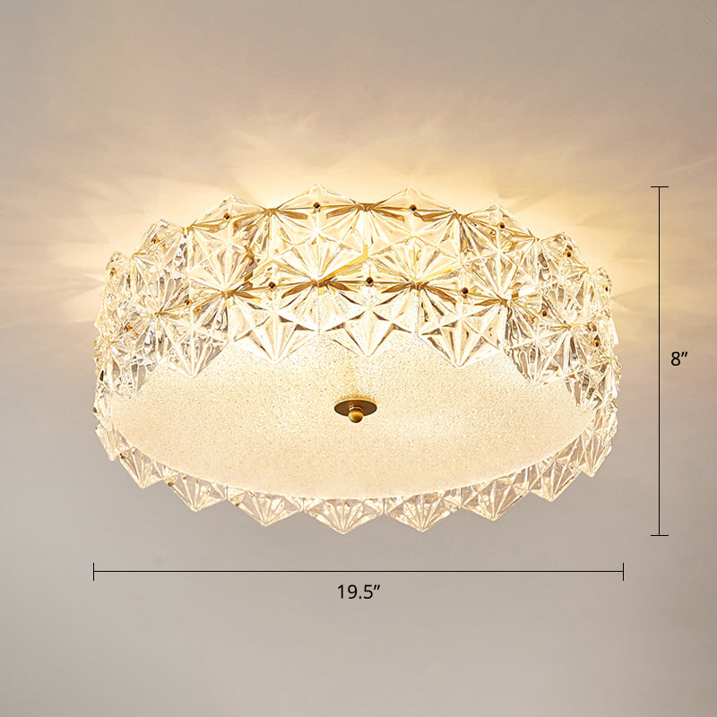 Minimalistic Hexagonal Glass Flush Mount Ceiling Light for Living Room