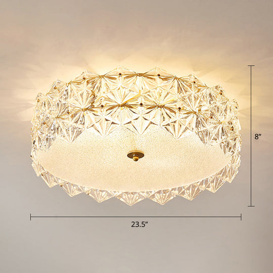 Minimalistic Hexagonal Glass Flush Mount Ceiling Light for Living Room