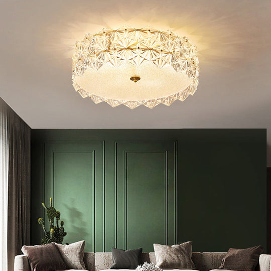 Minimalistic Hexagonal Glass Flush Mount Ceiling Light for Living Room