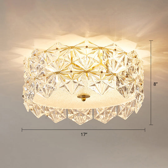 Minimalistic Hexagonal Glass Flush Mount Ceiling Light for Living Room