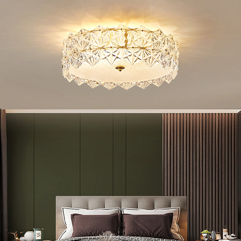 Minimalistic Hexagonal Glass Flush Mount Ceiling Light for Living Room