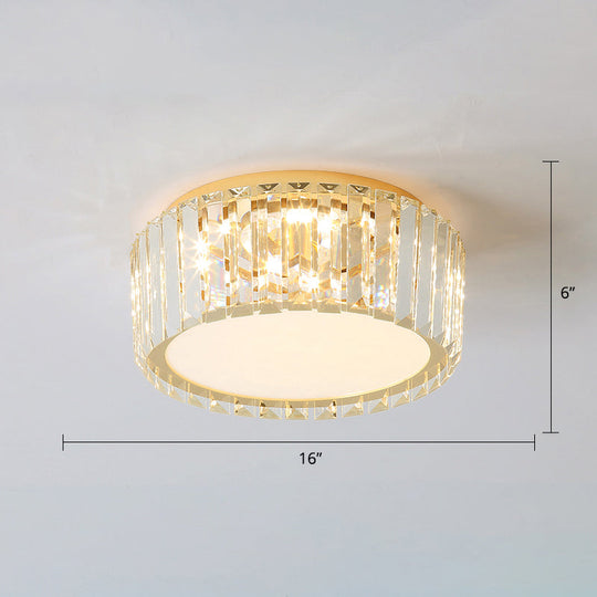 Geometric Crystal LED Flushmount Ceiling Light with Simple Champagne Style