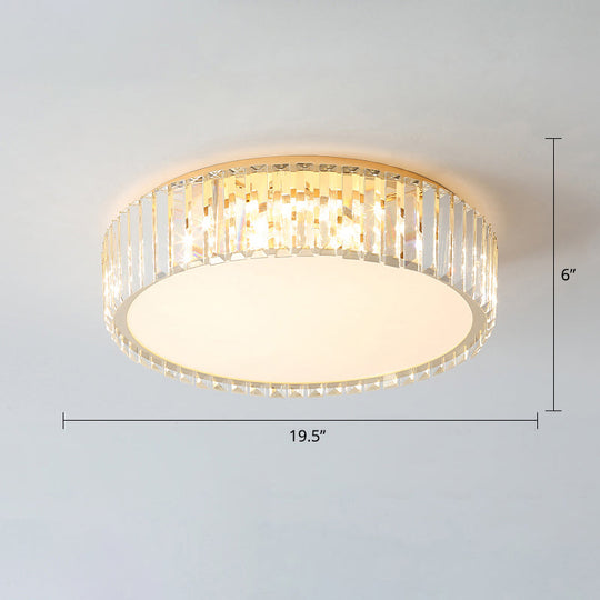 Geometric Crystal LED Flushmount Ceiling Light with Simple Champagne Style