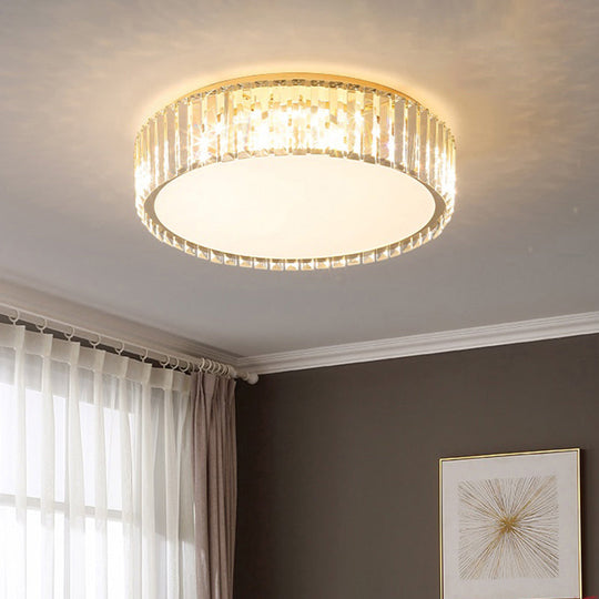 Geometric Crystal LED Flushmount Ceiling Light with Simple Champagne Style