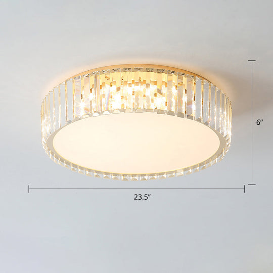 Geometric Crystal LED Flushmount Ceiling Light with Simple Champagne Style