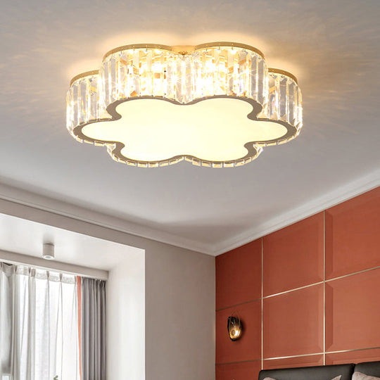 Geometric Crystal LED Flushmount Ceiling Light with Simple Champagne Style