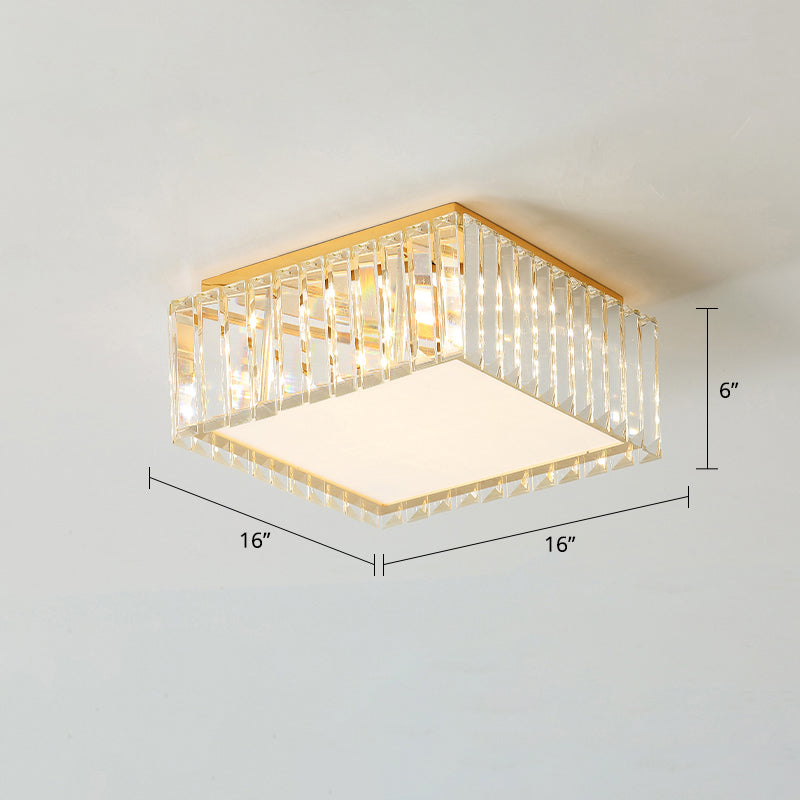 Geometric Crystal LED Flushmount Ceiling Light with Simple Champagne Style