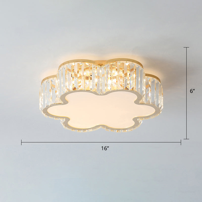 Geometric Crystal LED Flushmount Ceiling Light with Simple Champagne Style