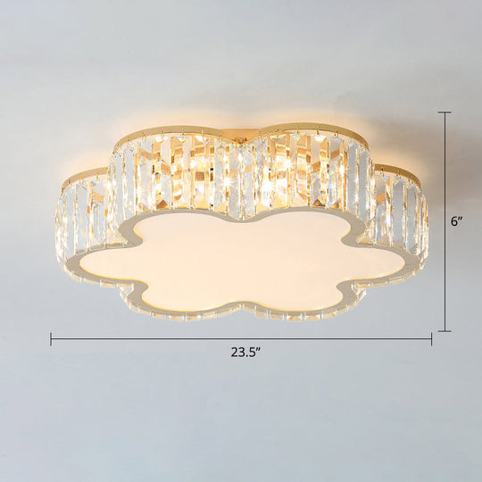 Geometric Crystal LED Flushmount Ceiling Light with Simple Champagne Style