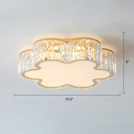 Geometric Crystal LED Flushmount Ceiling Light with Simple Champagne Style