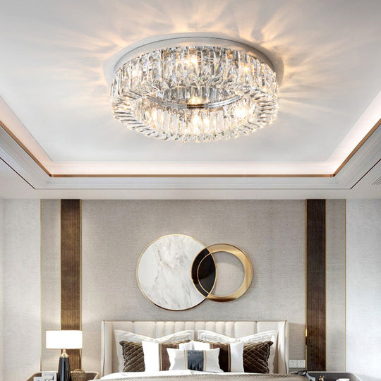 Circular Crystal Ceiling Light Fixture for Modern Living Room - Flush-Mount Design