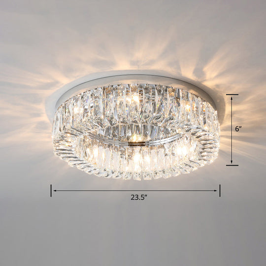 Circular Crystal Ceiling Light Fixture for Modern Living Room - Flush-Mount Design