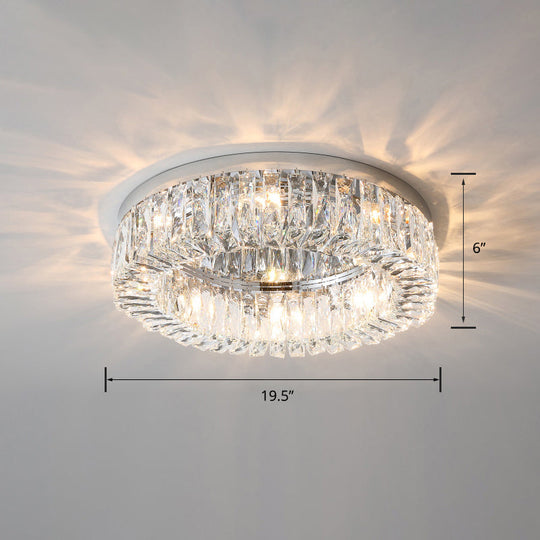 Circular Crystal Ceiling Light Fixture for Modern Living Room - Flush-Mount Design