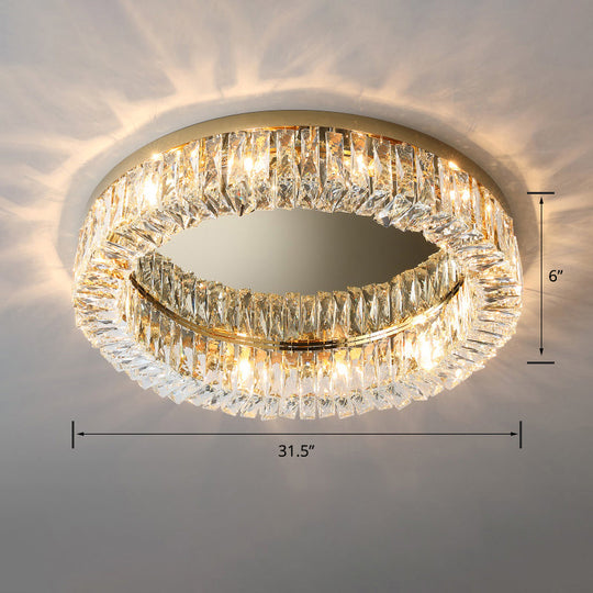 Circular Crystal Ceiling Light Fixture for Modern Living Room - Flush-Mount Design